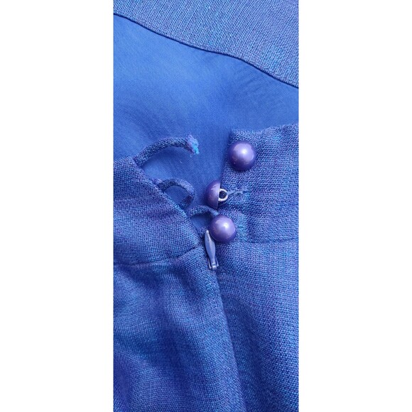 Anthropologie Tracy Reese Linen Blend Dress Womens Size 16 Backless Blue Party - Picture 8 of 9